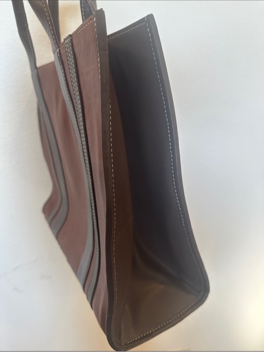 TRG Cognac Leather Work Tote Laptop Bag EUC - Picture 3 of 5